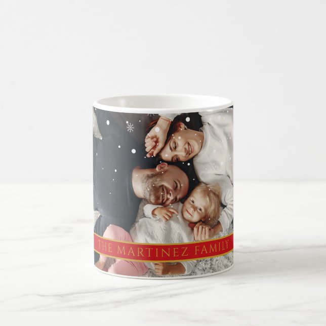 Caneca De Café Flocos de neve caídos Sua Foto e Nome (Centro)