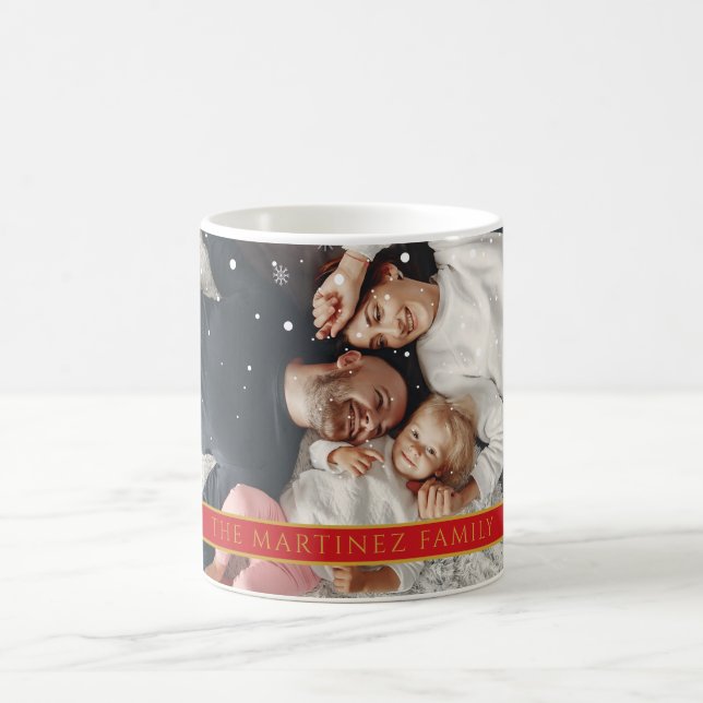 Caneca De Café Flocos de neve caindo Sua Foto e Nome (Centro)