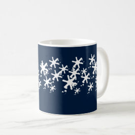 Caneca De Café Flocos de neve das Festas de Natal marinho azul br