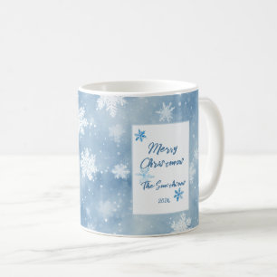 Caneca De Café Flocos de neve de Natal Céu Azul