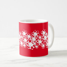 Caneca De Café Flocos de neve de Natal com estrelas brancas verme