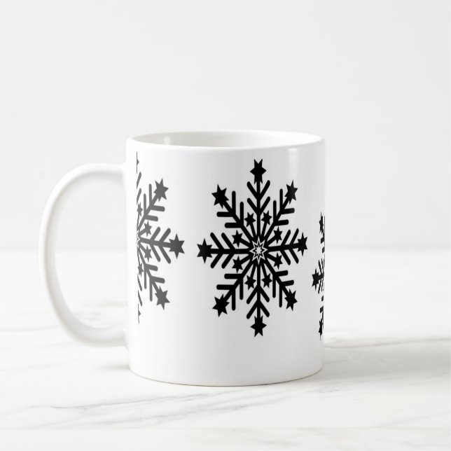 Caneca De Café Flocos de neve de Natal em branco (Esquerda)