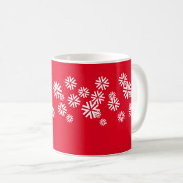 Caneca De Café Flocos de neve de Natal estrelas vermelho branco