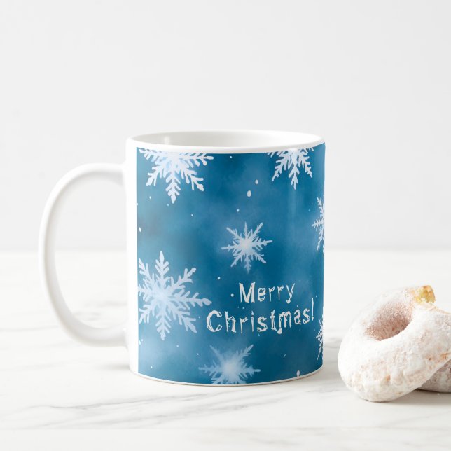 Caneca De Café Flocos de neve de Natal, personalizados (Com Donut)