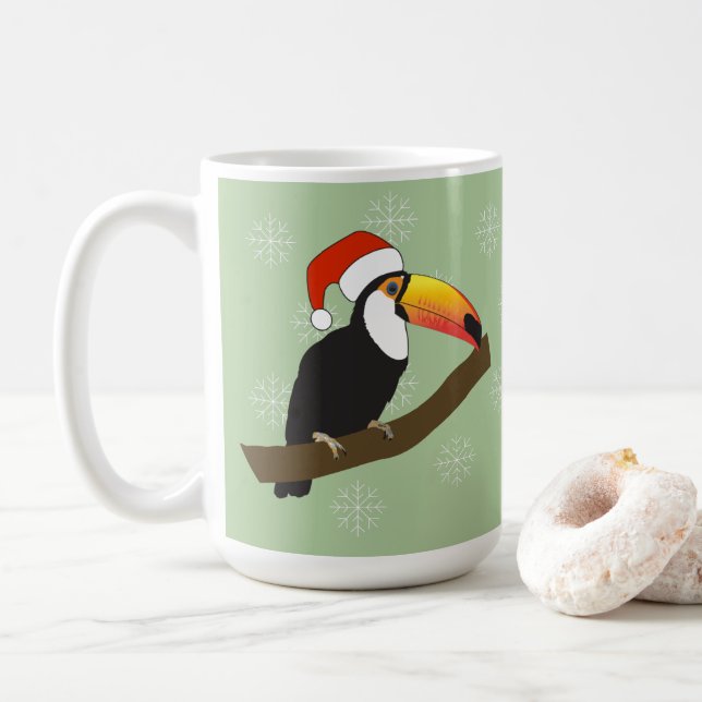 Caneca De Café Flocos de neve de natal tucano (Com Donut)