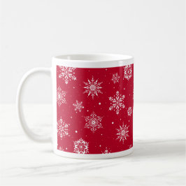Caneca De Café Flocos de neve de Natal vermelhos