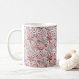 Caneca De Café Flocos de neve de prata rosa-inverno