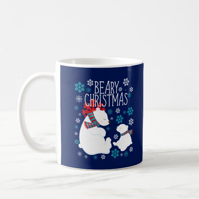 Caneca De Café Flocos de neve do Urso Polar Bear de Natal (Esquerda)