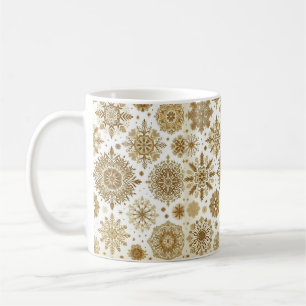 Caneca De Café Flocos de neve Dourados