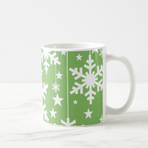 Caneca De Café Flocos de neve e lama de estrelas, verde