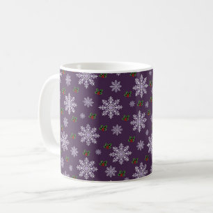 Caneca De Café Flocos de Neve Elegantes e Fofos Padrão de Natal