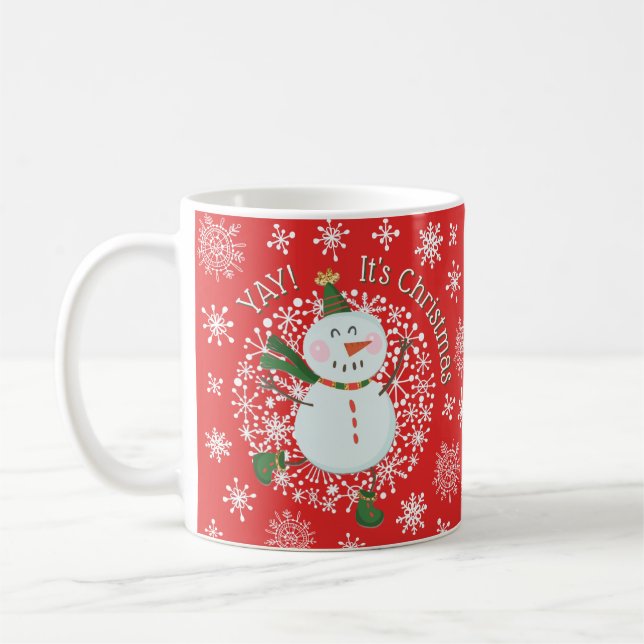 Caneca De Café Flocos de neve Festivos de Natal Snowman (Esquerda)