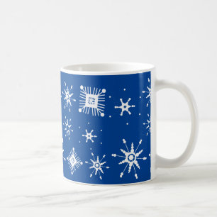 Caneca De Café Flocos de Neve Misturam Azul Geométrico