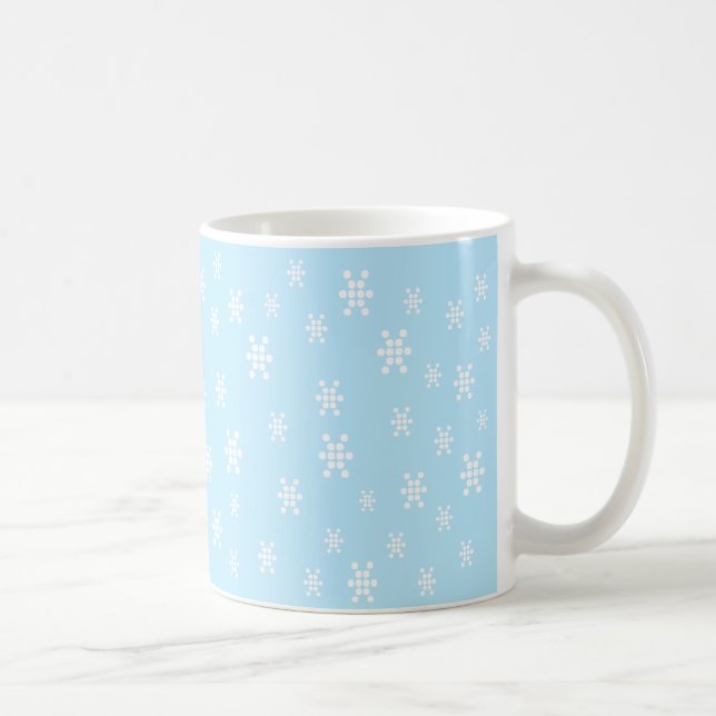 Caneca De Café Flocos de neve padrão branco azul claro (Direita)