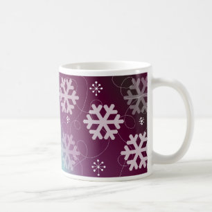 Caneca De Café Flocos de Neve Roxos Elegantes
