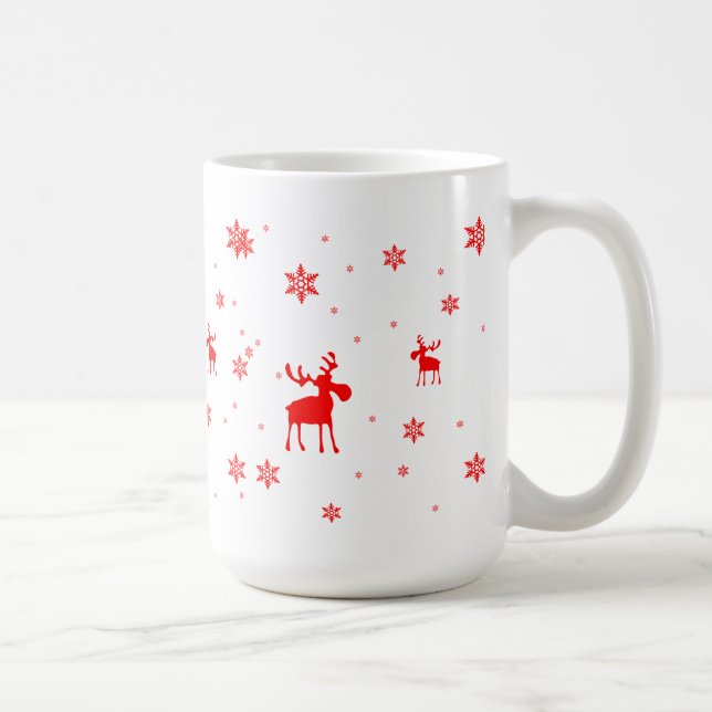 Caneca De Café Flocos de neve vermelhos simples modernos dos (Direita)