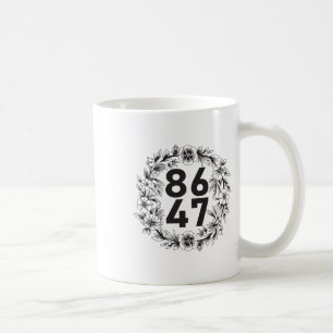 Caneca De Café Flor 86 47 Anti-trump Floral Vintage 8647