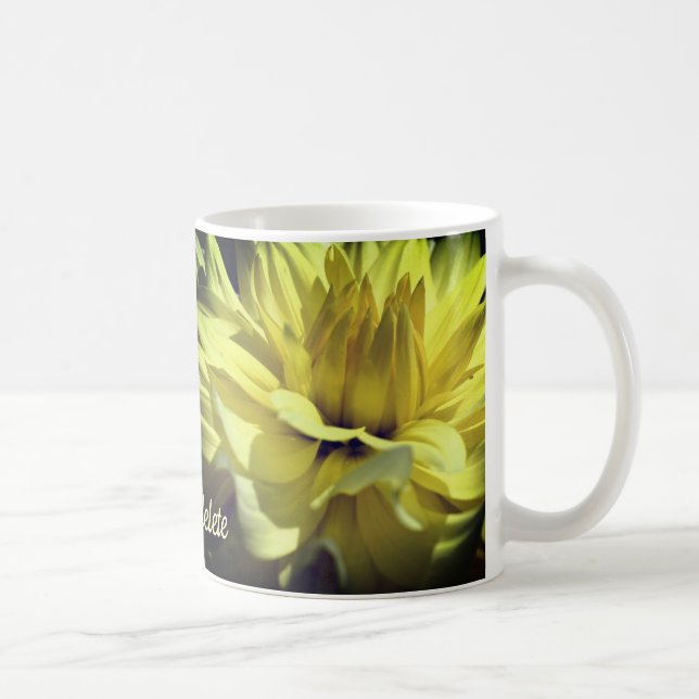 Caneca De Café Flor Amarelo Dahlia Personalizado (Direita)