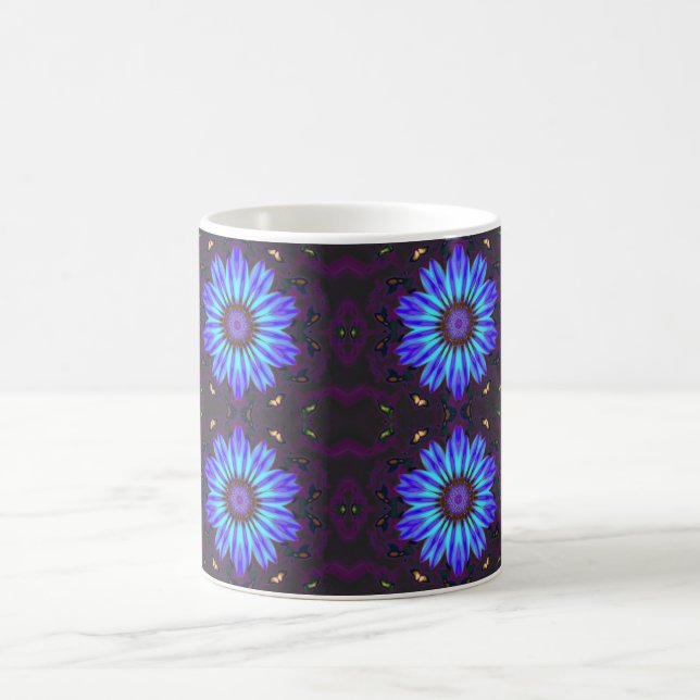Caneca De Café Flor Azul Caleidoscópio (Centro)