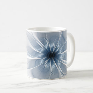 Caneca De Café Flor azul da fantasia do fractal do delicado e da