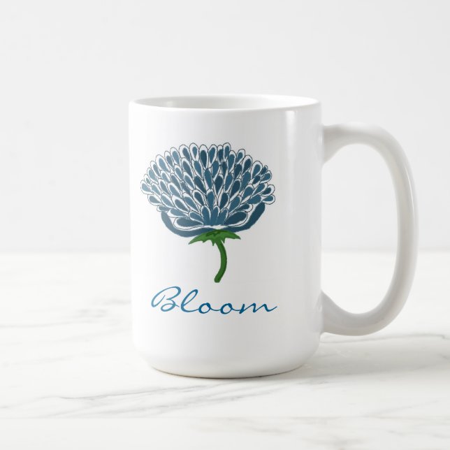 Caneca De Café Flor Azul da Moda (Direita)