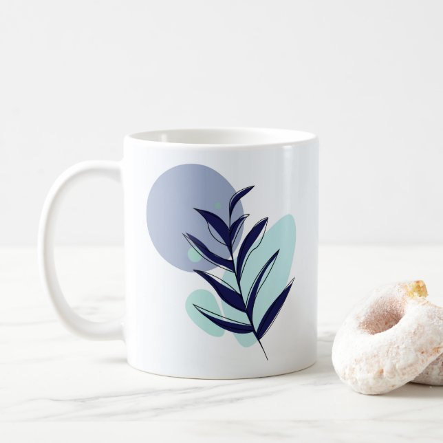 Caneca De Café Flor boho azul (Com Donut)
