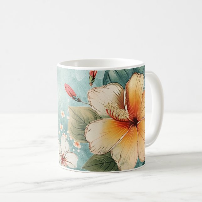 Caneca De Café Flor Boho Tropical Breezy (Frente Esquerda)