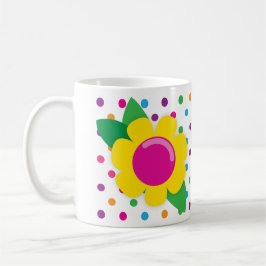 Caneca De Café Flor & bolinhas