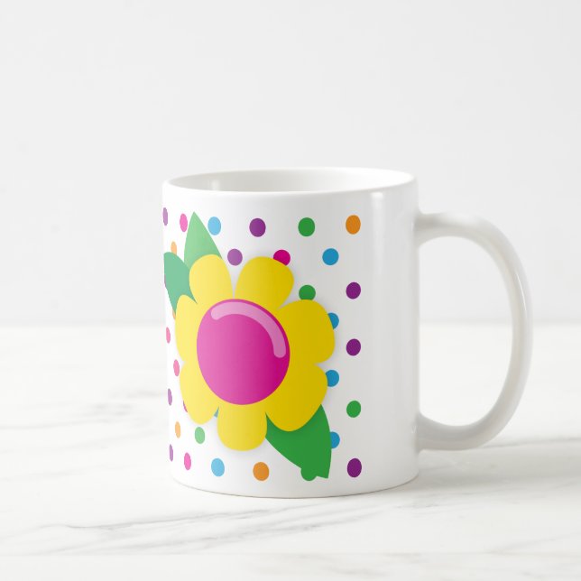 Caneca De Café Flor & bolinhas (Direita)