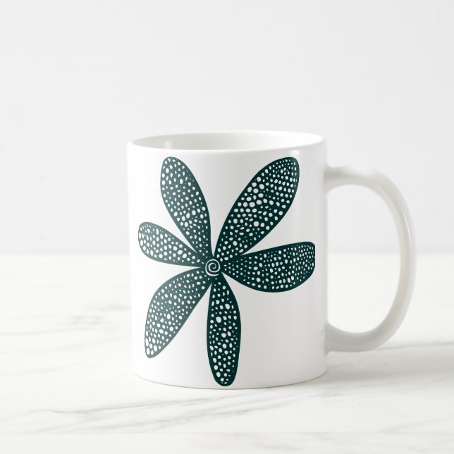 Caneca De Café Flor Bonita - Verde Escuro (Direita)