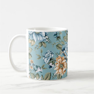 Caneca De Café Flor botânica de cor aquosa sem costura, com