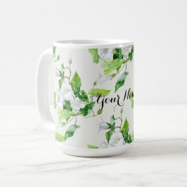 Caneca De Café Flor branca com algas encharcadas