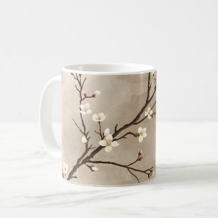 Caneca De Café Flor Branca Elegante Ramo Mínimo