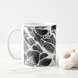 Caneca De Café Flor branco preto