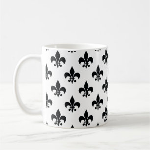 Caneca De Café Flor branco preto-de-lis