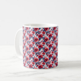 Caneca De Café Flor Chic Elegante Cinto Retro Vermelho
