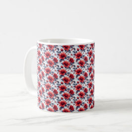 Caneca De Café Flor Chic Elegante Cinto Retro Vermelho