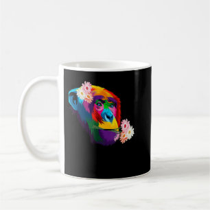 Caneca De Café Flor chimpanzé colorida macaco Chimpanzé