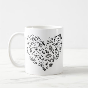 Caneca De Café Flor Coração, Flor, Flores Selvagens Botânica