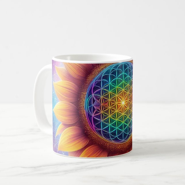 Caneca De Café Flor cósmica da vida (Frente Esquerda)