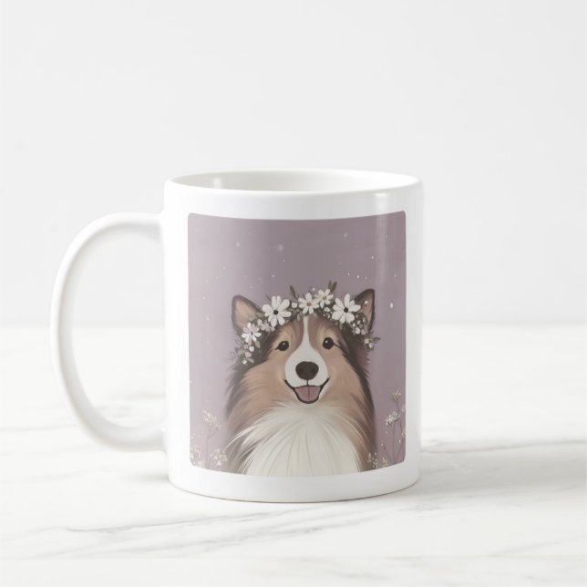 Caneca De Café Flor Crown Sheltie (Esquerda)