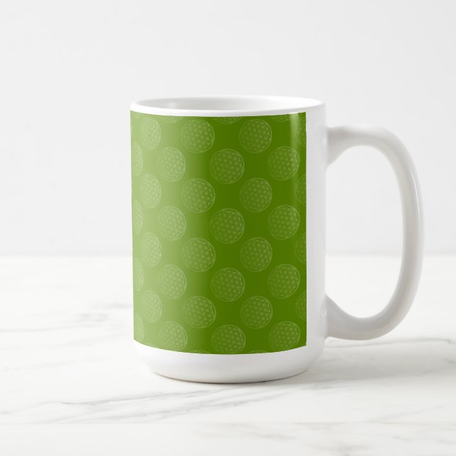 Caneca De Café Flor da Vida / Blume des Lebens - padrão verde (Direita)