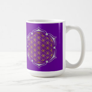 Caneca De Café Flor Da Vida - Ouro De Lotus Prata