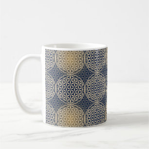 Caneca De Café Flor da vida - padrão do selo - areia azul