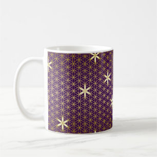 Caneca De Café Flor da Vida - padrão sem descontinuidades - ouro