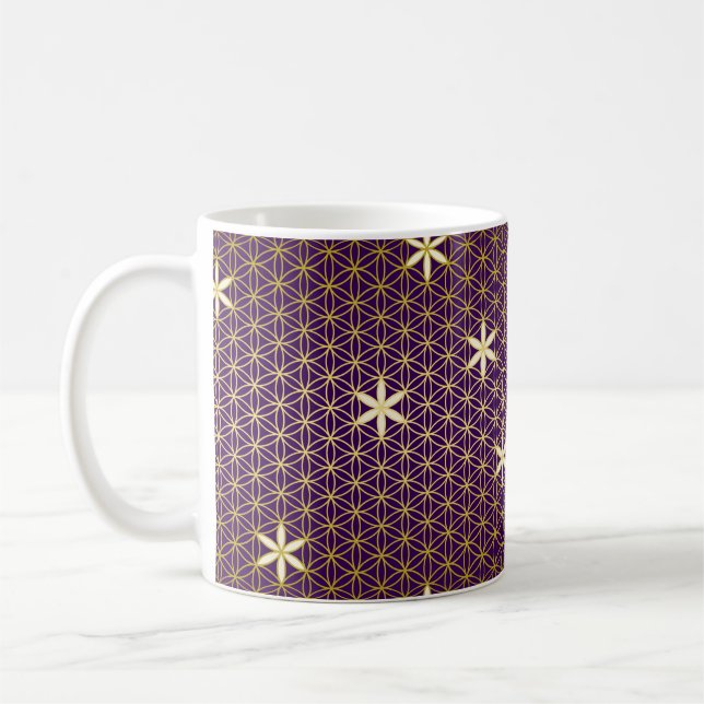Caneca De Café Flor da Vida - padrão sem descontinuidades - ouro (Esquerda)
