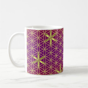 Caneca De Café Flor da Vida - padrão sem emenda de selo - dourado