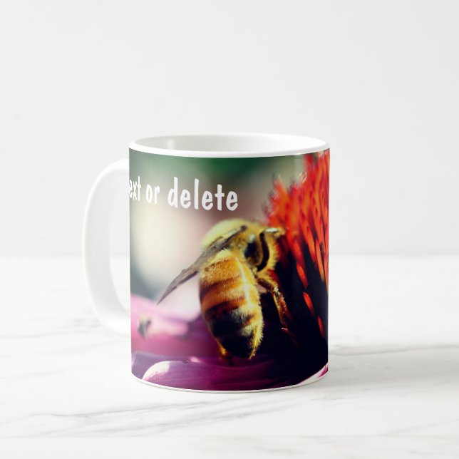 Caneca De Café Flor de Abelhas Personalizada (Frente Esquerda)