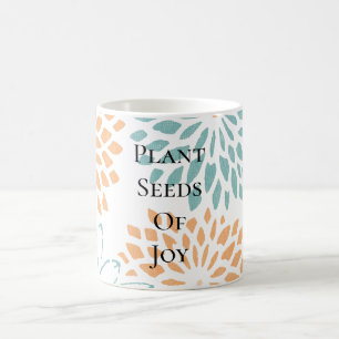 Caneca De Café Flor de Água de Pêssego Floral Poema de Alegria