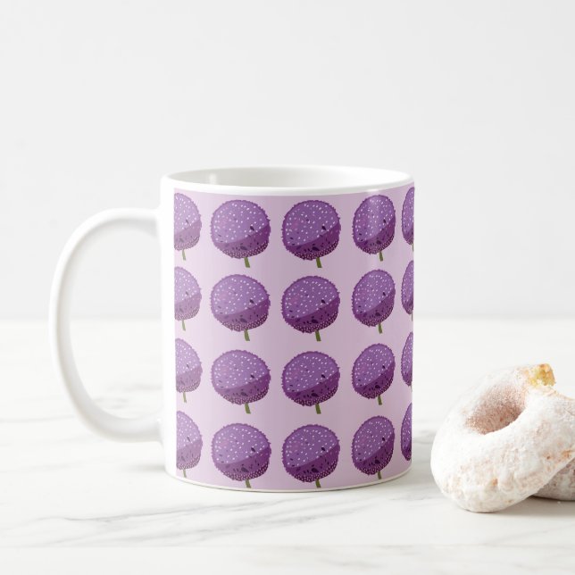 Caneca De Café Flor de Allium Roxo (Com Donut)